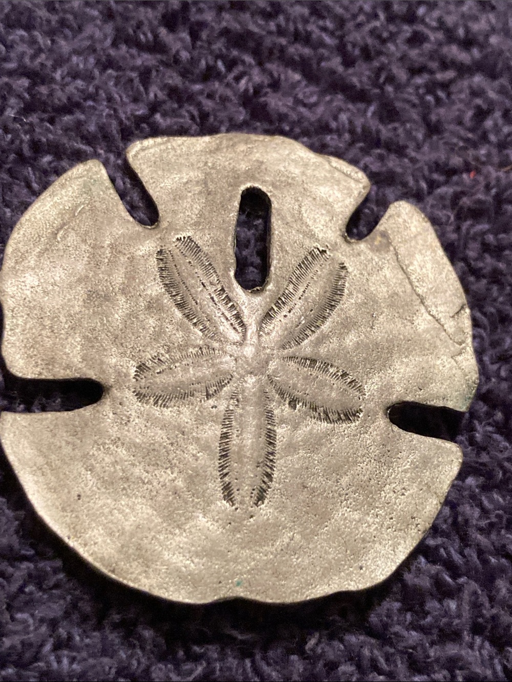 Decorative Silver Sand Dollar Accent Pin Coastal Home Accent